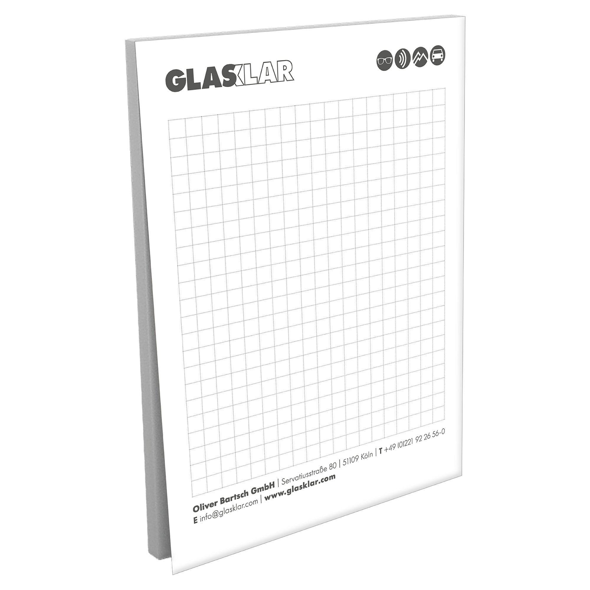 A6 Schreibblock, 100 Blatt mit GLASKLAR Logo