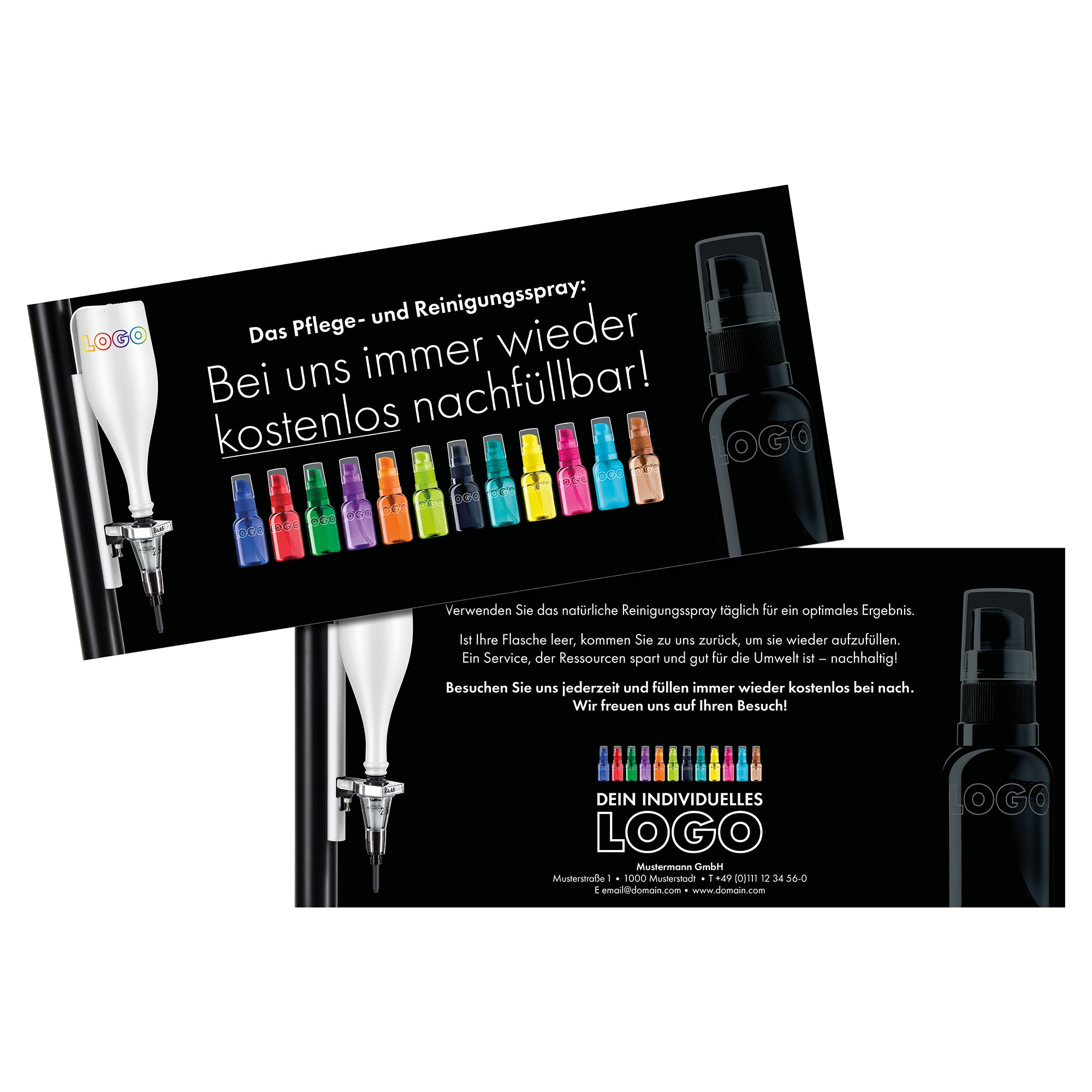 Briefmailing Karte DIN lang, doppelseitig bedruckt - Designvorlage mit individuellem Logo