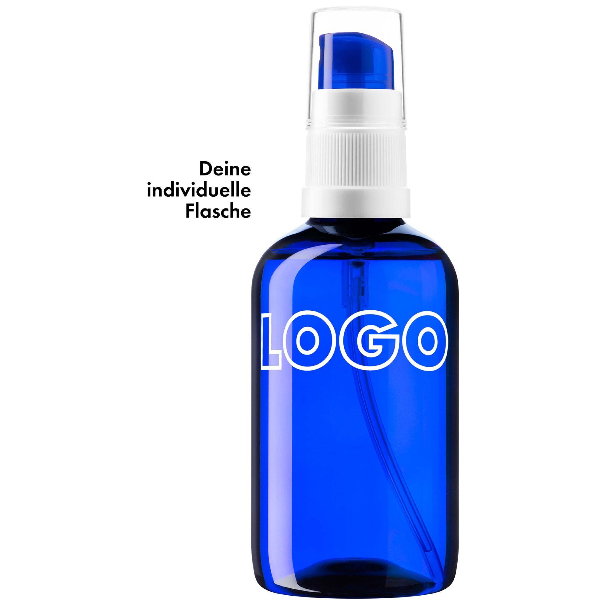 Kostenfrei: 30ml oder 100ml Flasche mit individuellem Logo als reales Foto